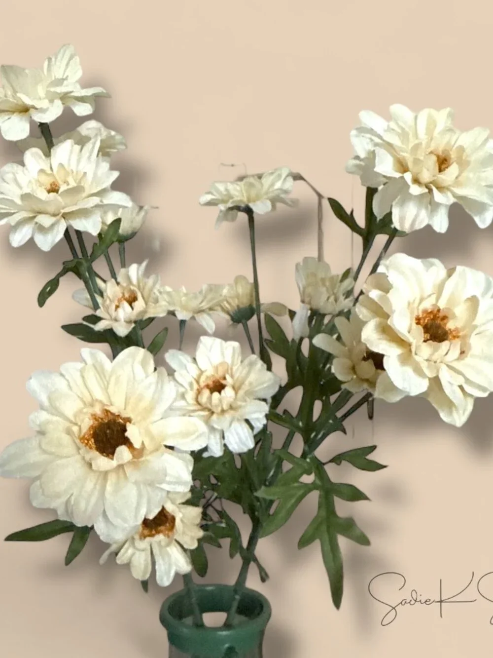 2pc Faux Cream Daisy Flower Stem 25